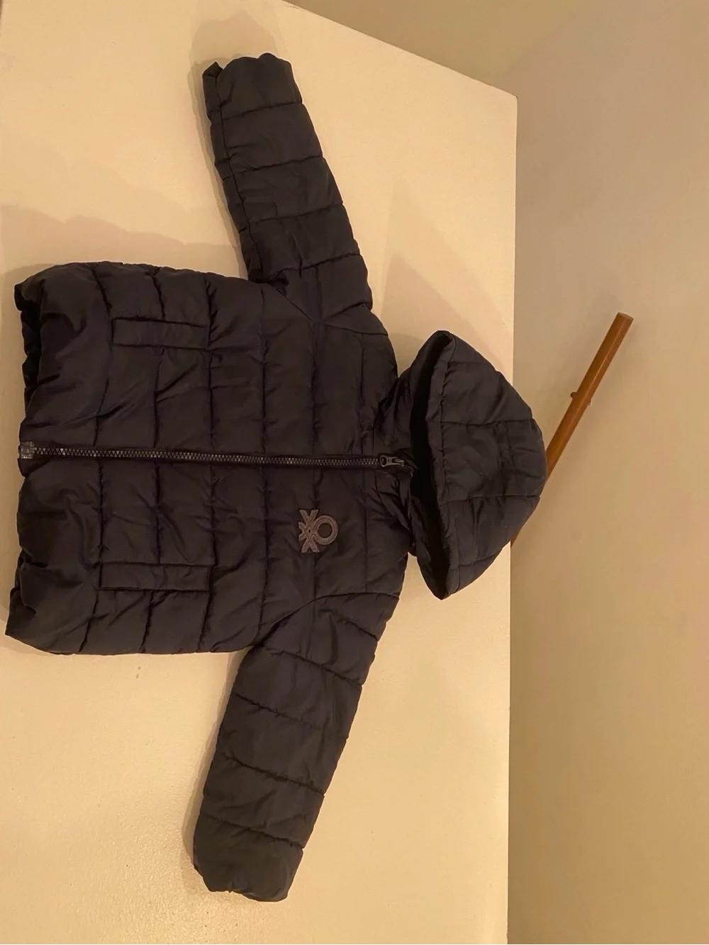 United Colors of Benetton Kids Navy Hooded Puffer Jacket 18-24M 90cm